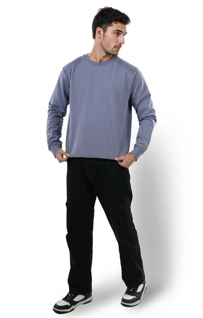 Celio Men Purple Solid Regular Fit Cotton Sweatshirts