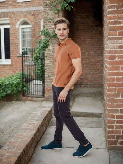 Celio Men Brown Solid Regular Fit Cotton T-Shirts