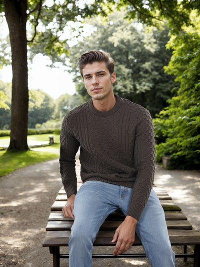 Celio Men Olive Solid Regular Fit Cotton Sweaters