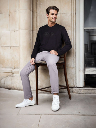 Celio Men Black Embroidered Regular Fit Cotton Sweatshirts