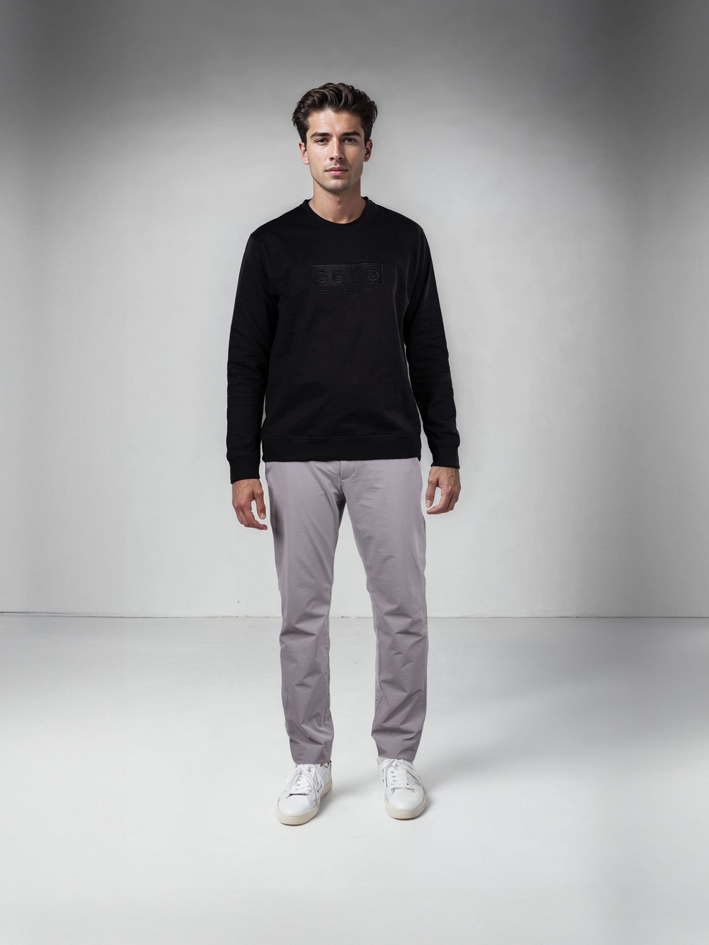 Celio Men Black Embroidered Regular Fit Cotton Sweatshirts