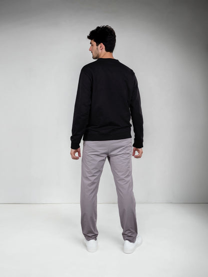 Celio Men Black Embroidered Regular Fit Cotton Sweatshirts