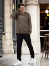 Celio Men Khaki Embroidered Regular Fit Cotton Sweatshirts