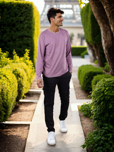 Celio Men Lavender Solid Regular Fit Cotton T-Shirts