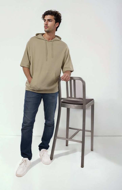 Celio Men Beige Solid Regular Fit Cotton Sweatshirts