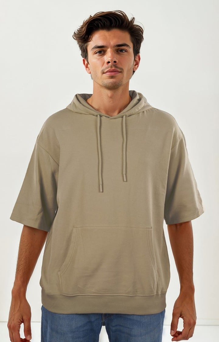 Celio Men Beige Solid Regular Fit Cotton Sweatshirts