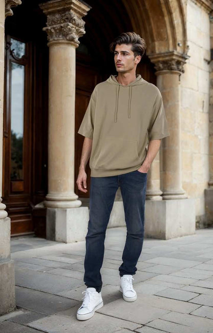 Celio Men Beige Solid Regular Fit Cotton Sweatshirts