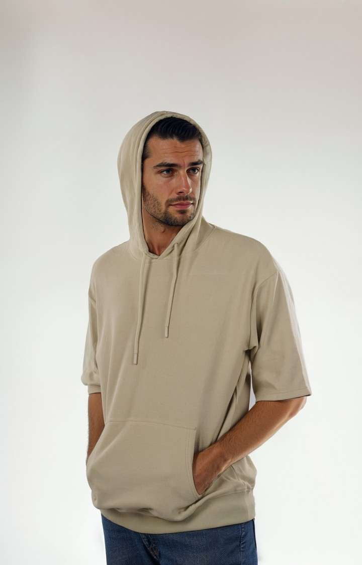 Celio Men Beige Solid Regular Fit Cotton Sweatshirts