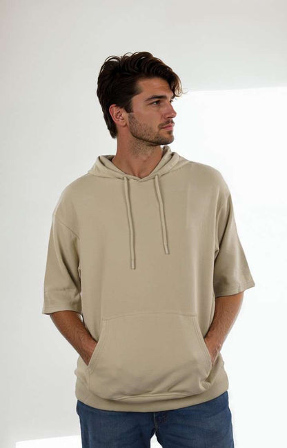 Celio Men Beige Solid Regular Fit Cotton Sweatshirts