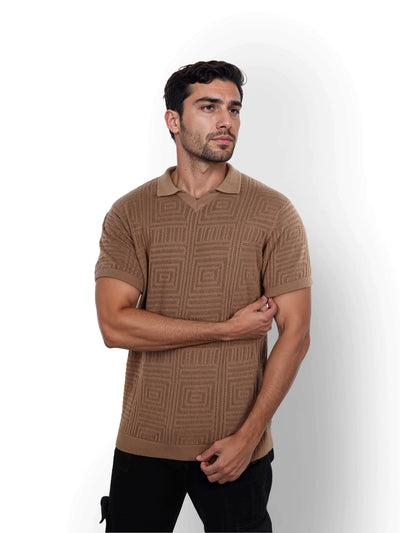 Celio Men Beige Solid Regular Fit Cotton T-Shirts