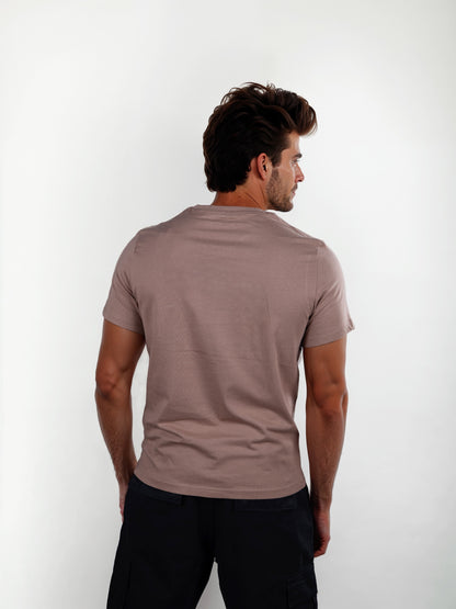 Celio Men Taupe Printed Straight Fit Cotton T-Shirts