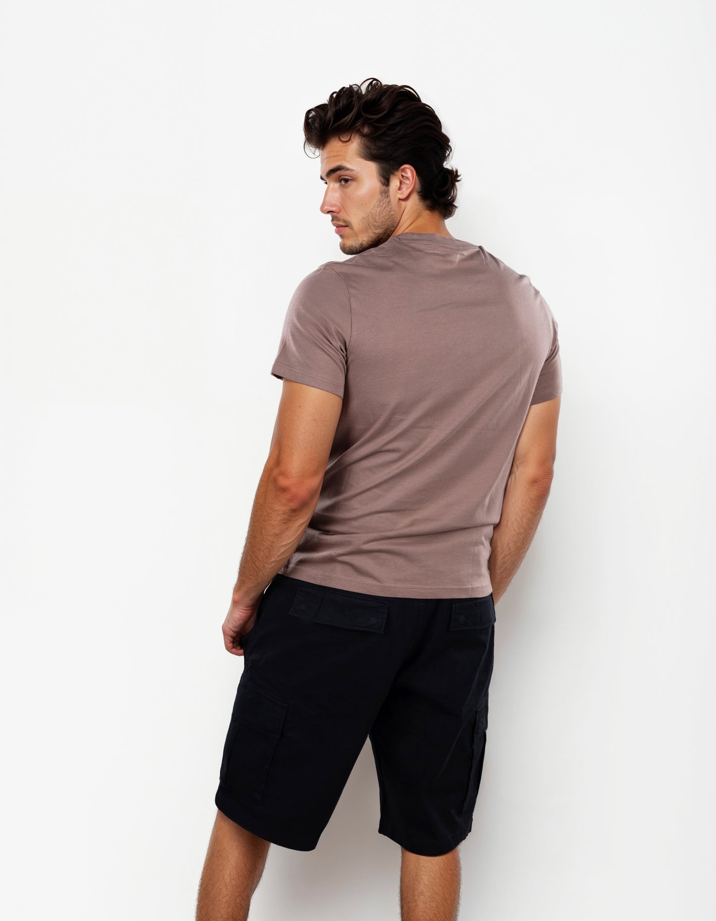 Celio Men Taupe Printed Straight Fit Cotton T-Shirts