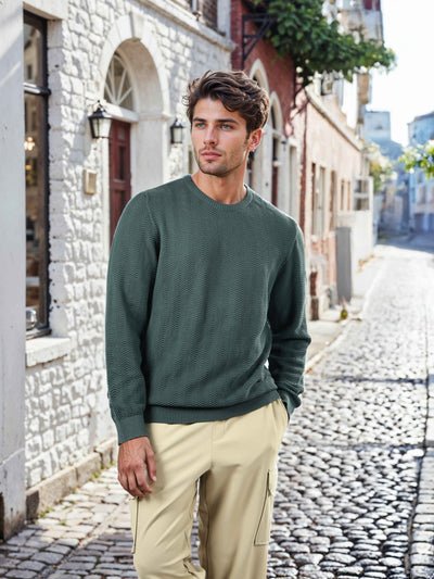 Celio* Cotton Regular Fit Solid Men Green Sweaters