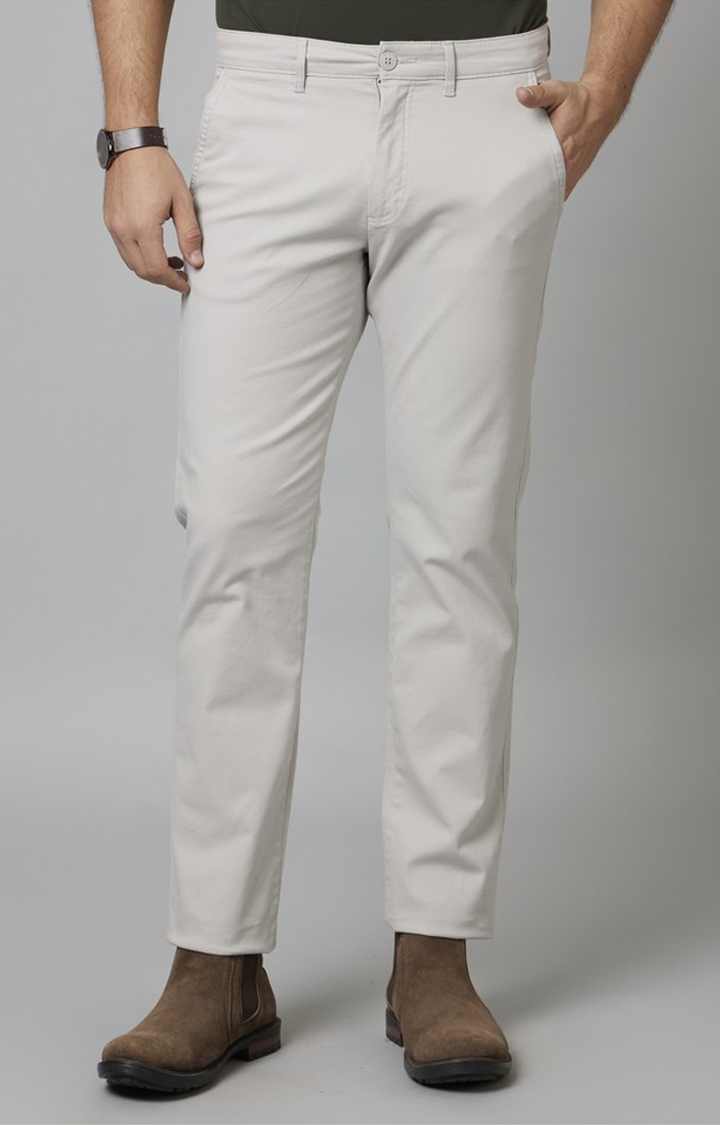 Grey Straight Fit Trousers