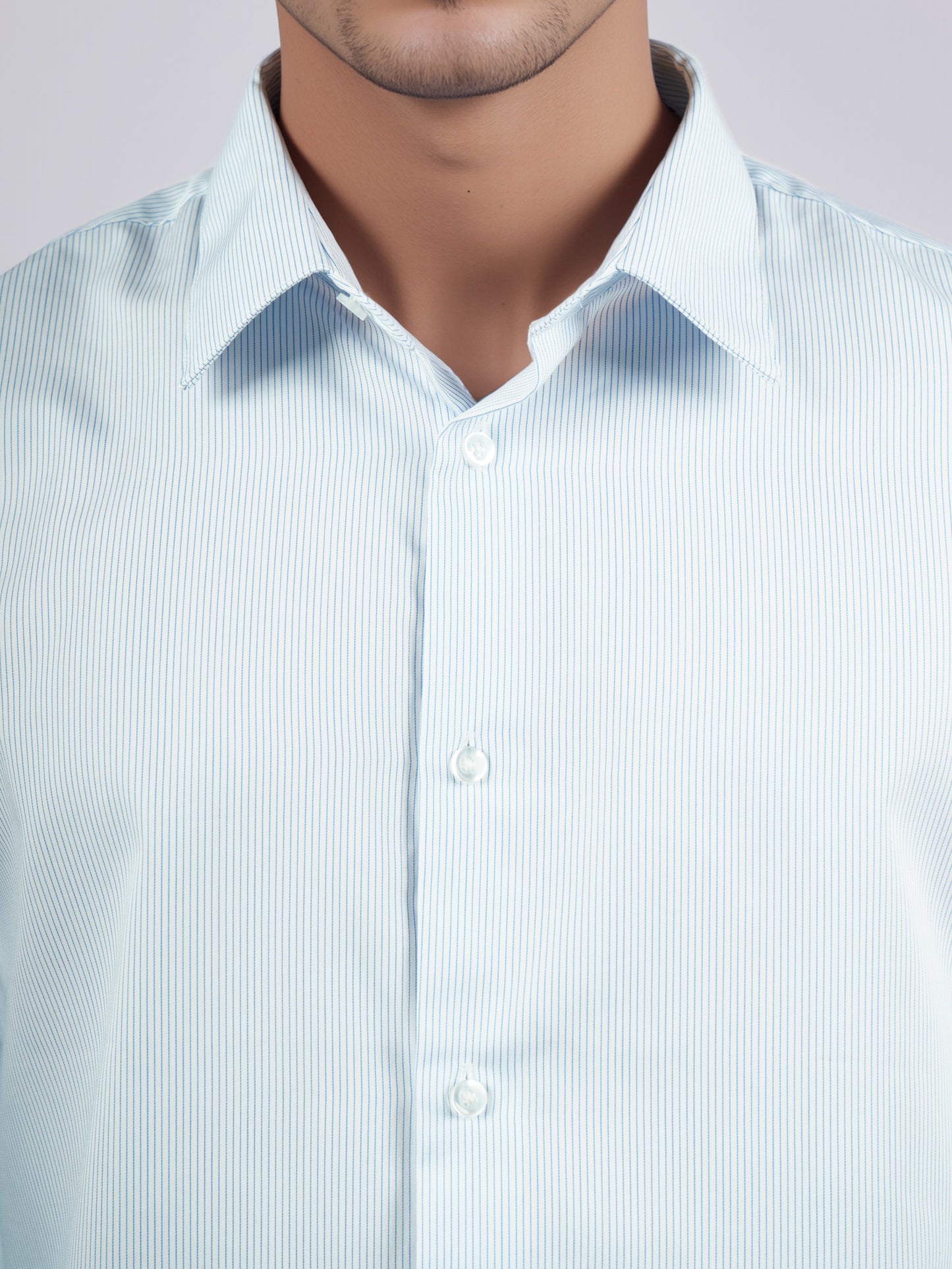 Celio* Men Blue Striped Slim Fit Cotton Shirts