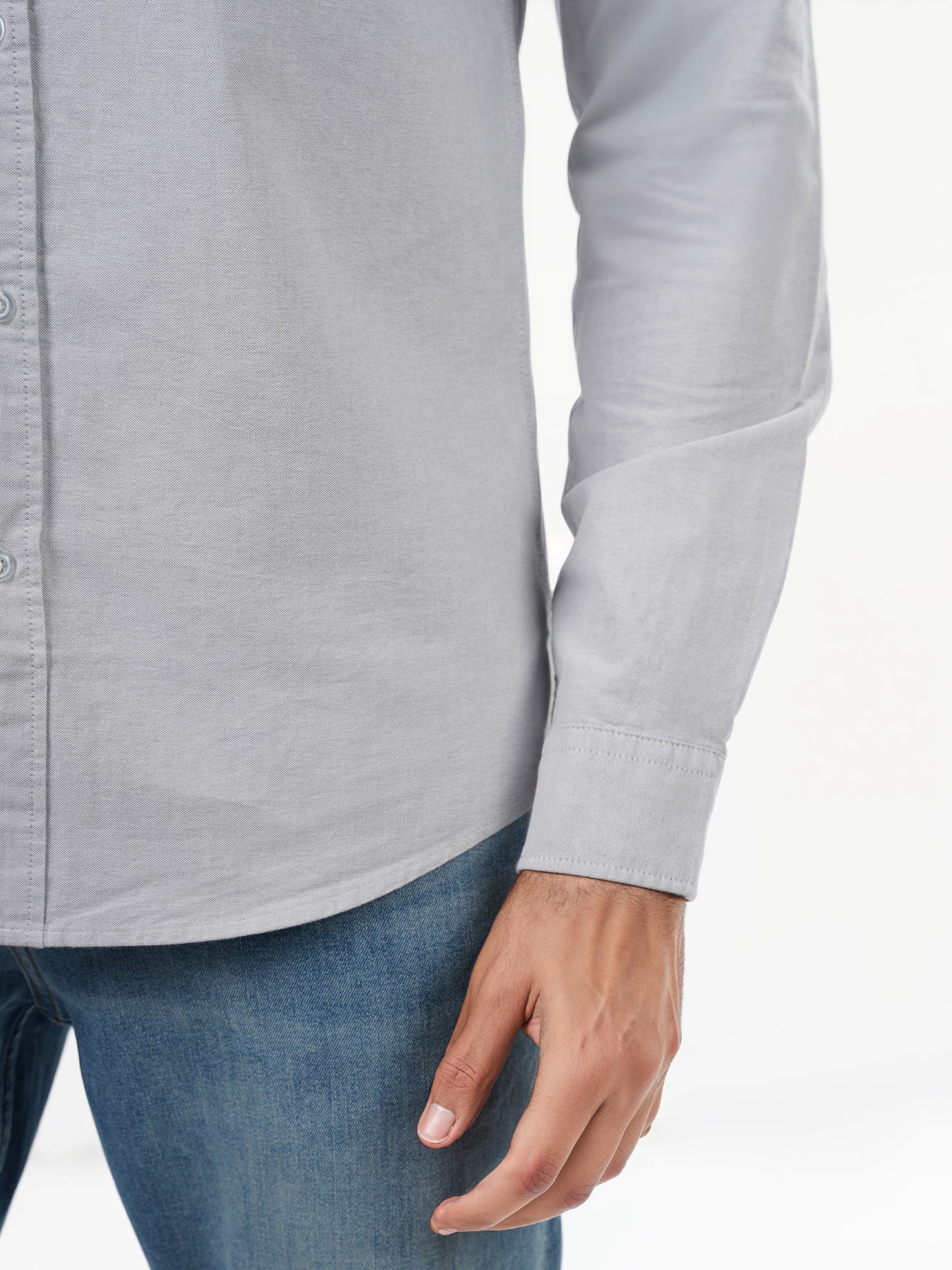 Celio* Solid Regular Fit Cotton Grey Shirts