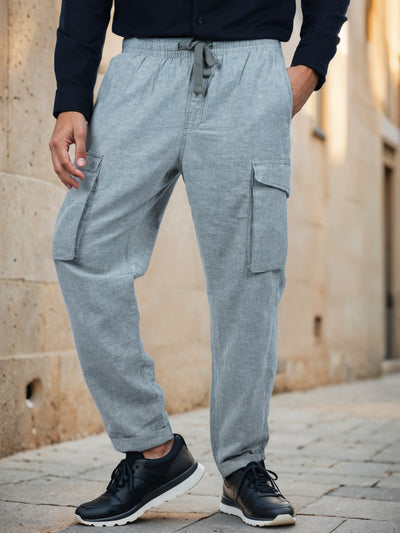 Celio* Linen-Blend Straight Fit Khaki Trouser