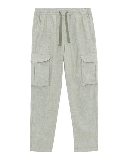 Straight Fit Linen Solid Trousers - Khaki