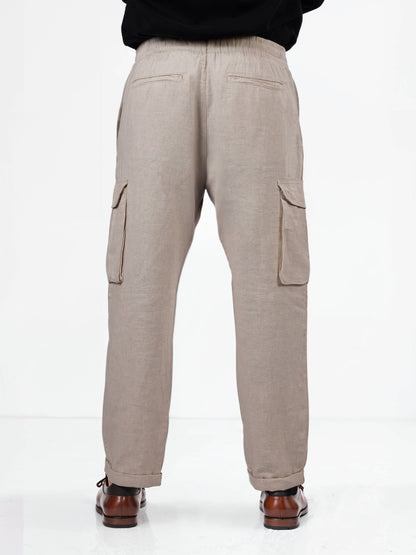 Celio* Cotton Men Straight Fit Solid Beige Trousers