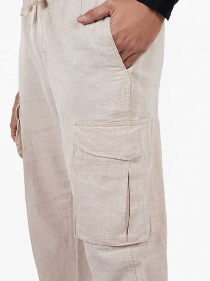 Celio* Cotton Men Straight Fit Solid Beige Trousers