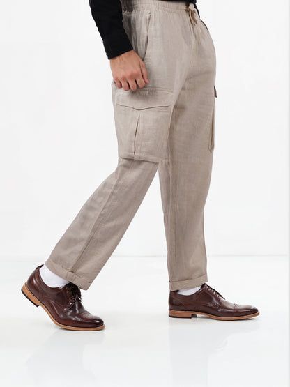 Celio* Cotton Men Straight Fit Solid Beige Trousers