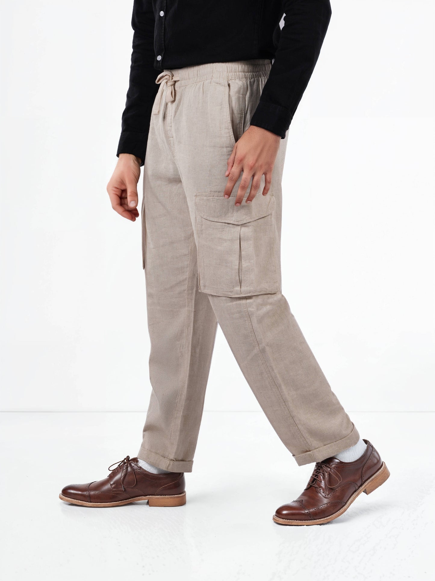Celio* Cotton Men Straight Fit Solid Beige Trousers