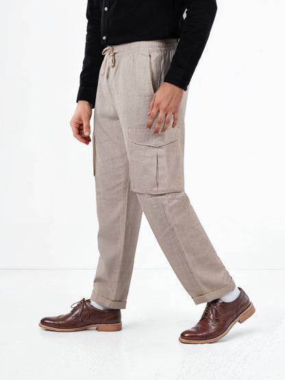 Celio* Cotton Men Straight Fit Solid Beige Trousers