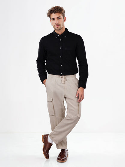 Celio* Cotton Men Straight Fit Solid Beige Trousers