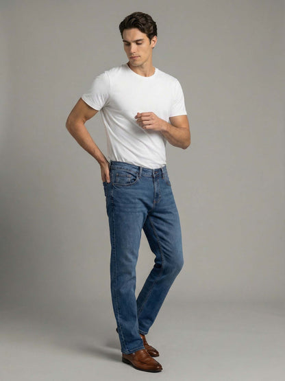 Celio* Men Blue Solid Straight Fit Cotton Jeans