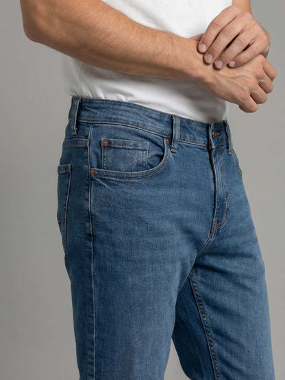 Celio* Men Blue Solid Straight Fit Cotton Jeans