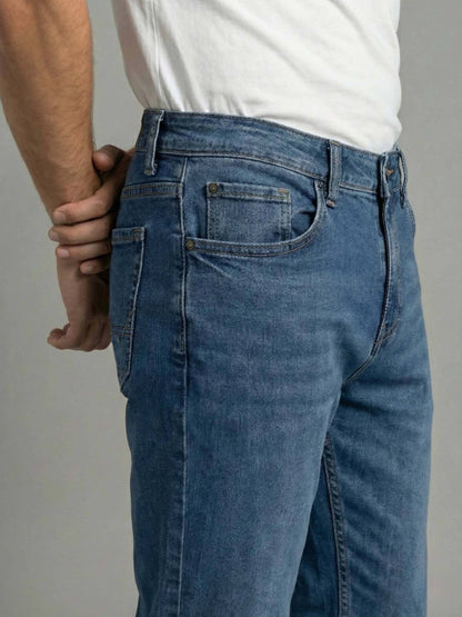 Celio* Men Blue Solid Straight Fit Cotton Jeans