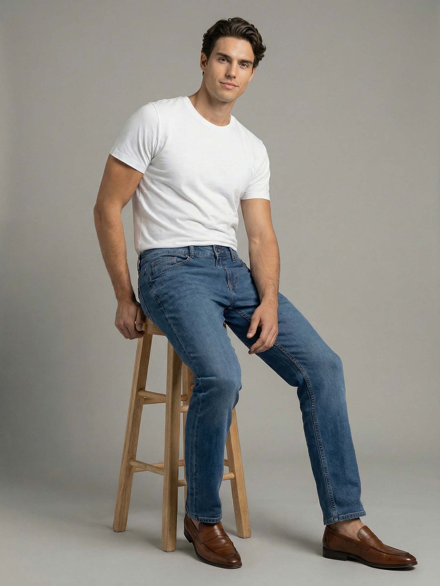 Celio* Men Blue Solid Straight Fit Cotton Jeans