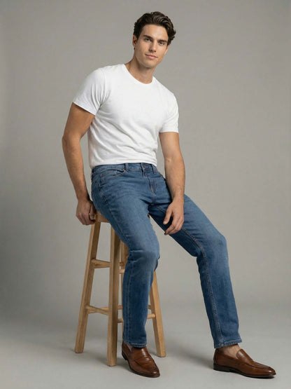 Celio* Men Blue Solid Straight Fit Cotton Jeans