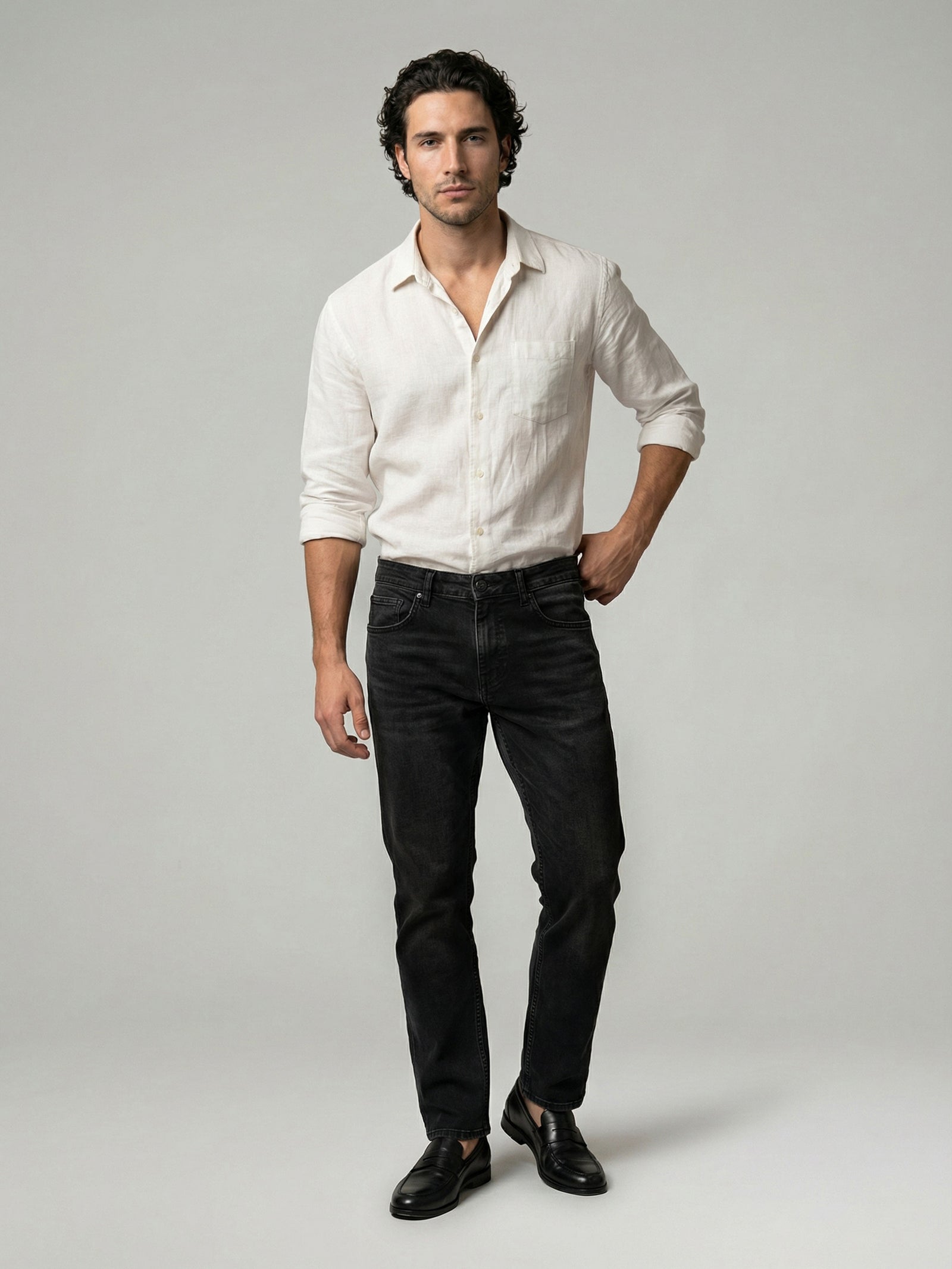 Celio Men Black Solid Straight Fit Cotton Jeans