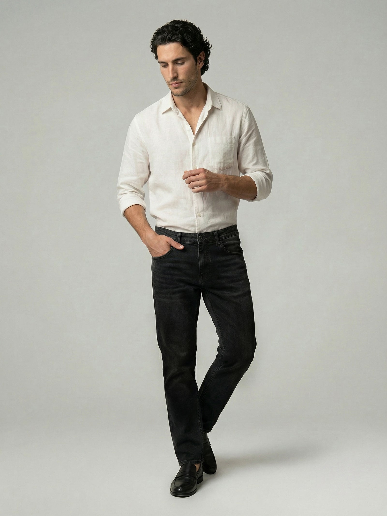 Celio Men Black Solid Straight Fit Cotton Jeans