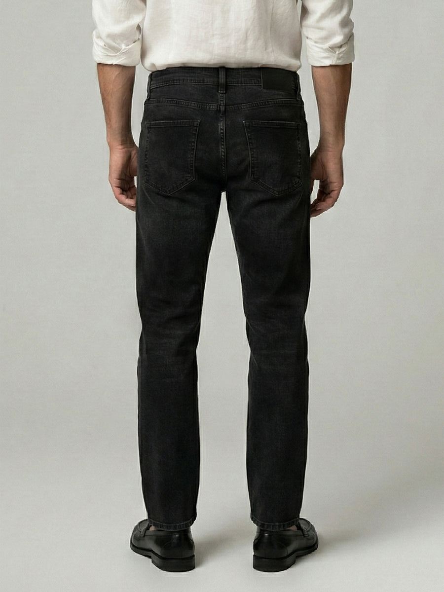Celio Men Black Solid Straight Fit Cotton Jeans