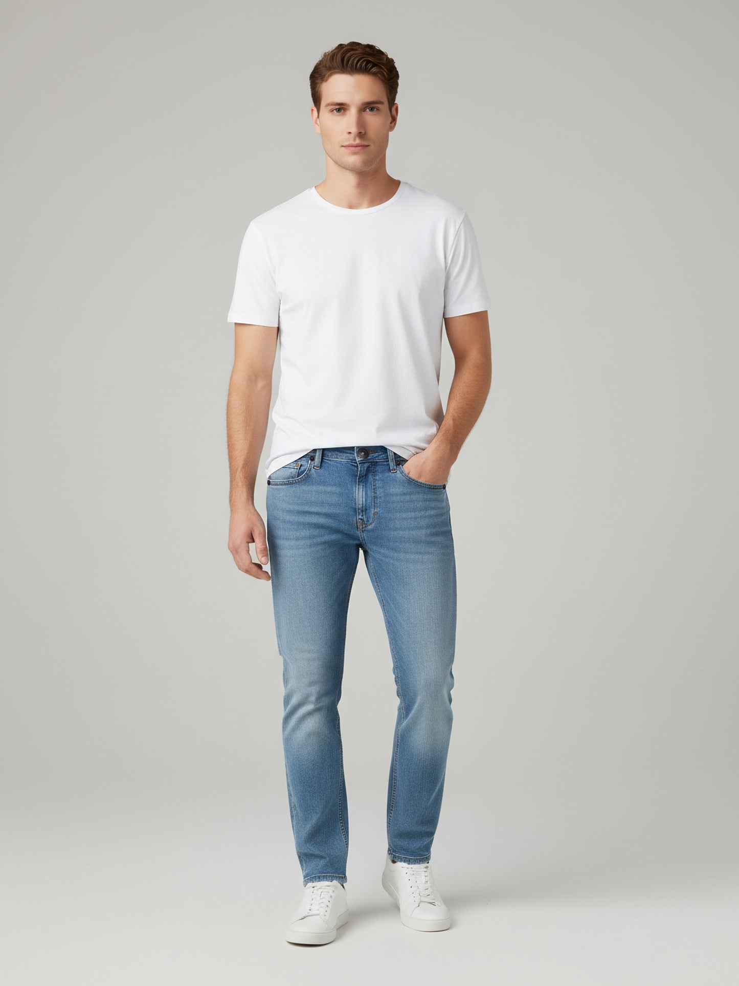 Celio* Men  Blue Solid straight-fit Cotton Jeans
