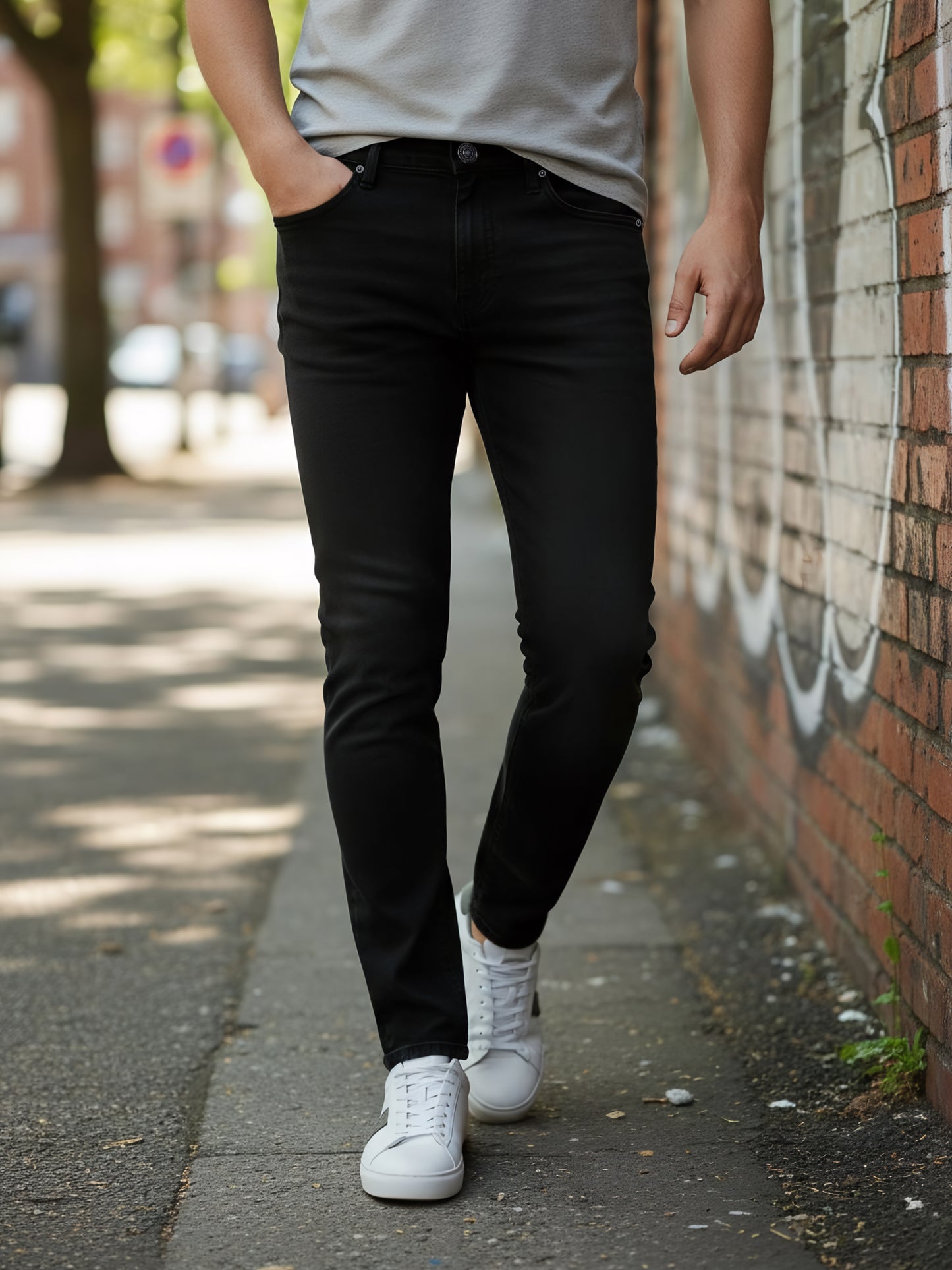 Celio* Men  Black Solid straight-fit Cotton Jeans