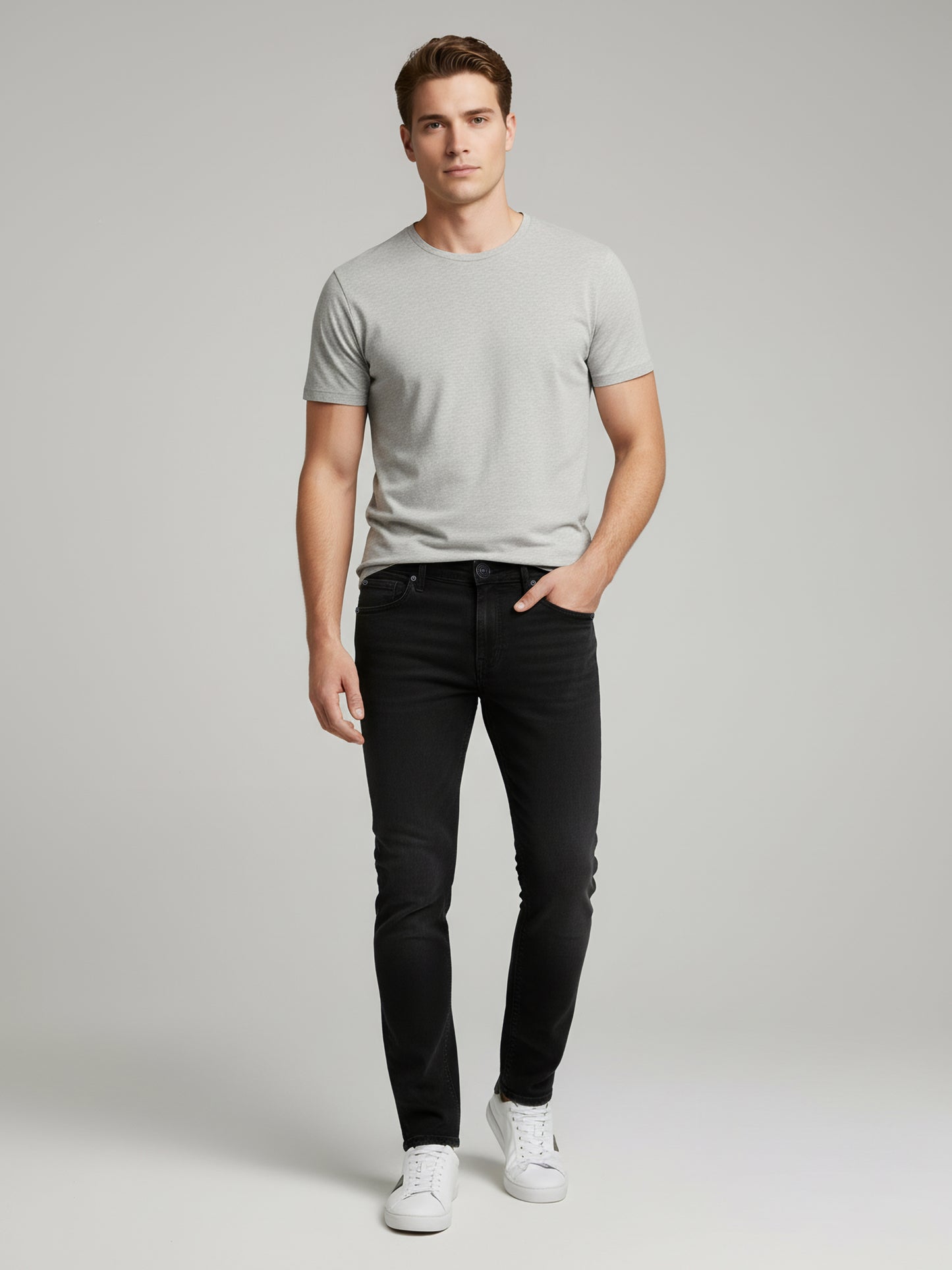 Celio* Men  Black Solid straight-fit Cotton Jeans