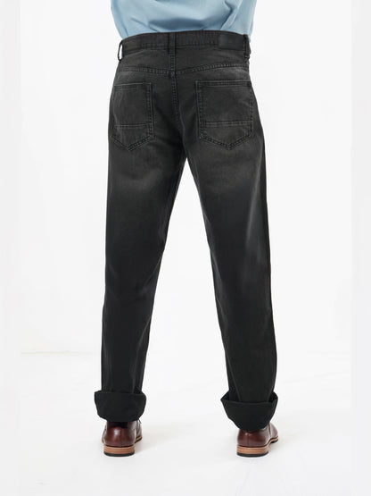 Black Cotton Loose Fit Jeans