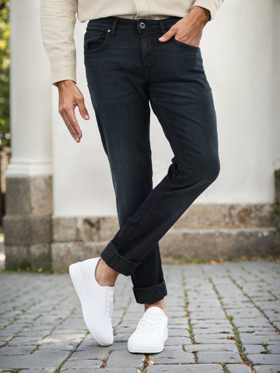 Celio* Cotton-Blend Skinny Fit Black Jean