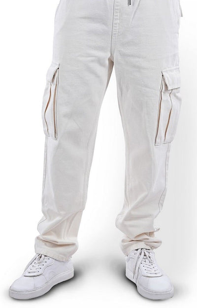 Celio Men White Solid Straight Fit Cotton Trousers