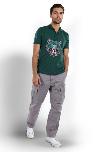 Celio Men Grey Solid Straight Fit Cotton Trousers