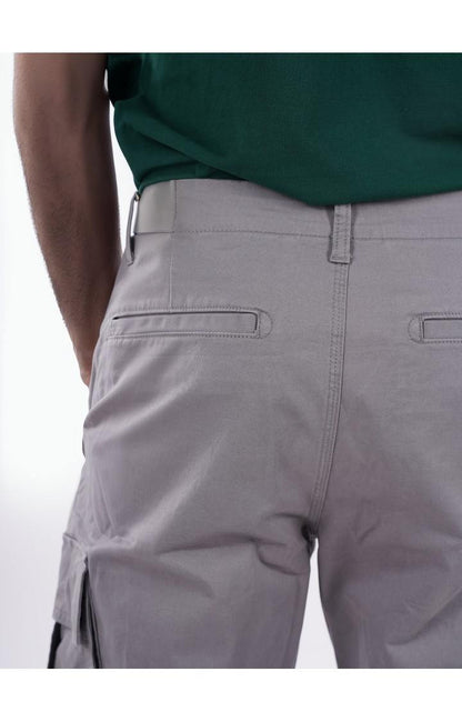 Celio Men Grey Solid Straight Fit Cotton Trousers