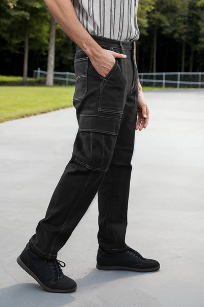 Celio Men Black Solid Regular Fit Cotton Trousers