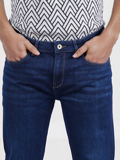 Celio* Men Blue Solid Straight Fit Cotton Innovation - Soft Touch Jean