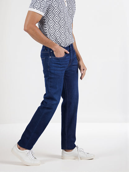 Celio* Men Blue Solid Straight Fit Cotton Innovation - Soft Touch Jean