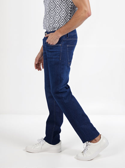 Celio* Men Blue Solid Straight Fit Cotton Innovation - Soft Touch Jean