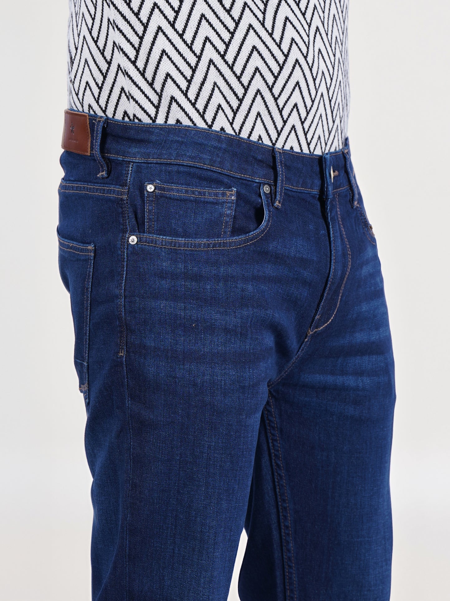 Celio* Men Blue Solid Straight Fit Cotton Innovation - Soft Touch Jean