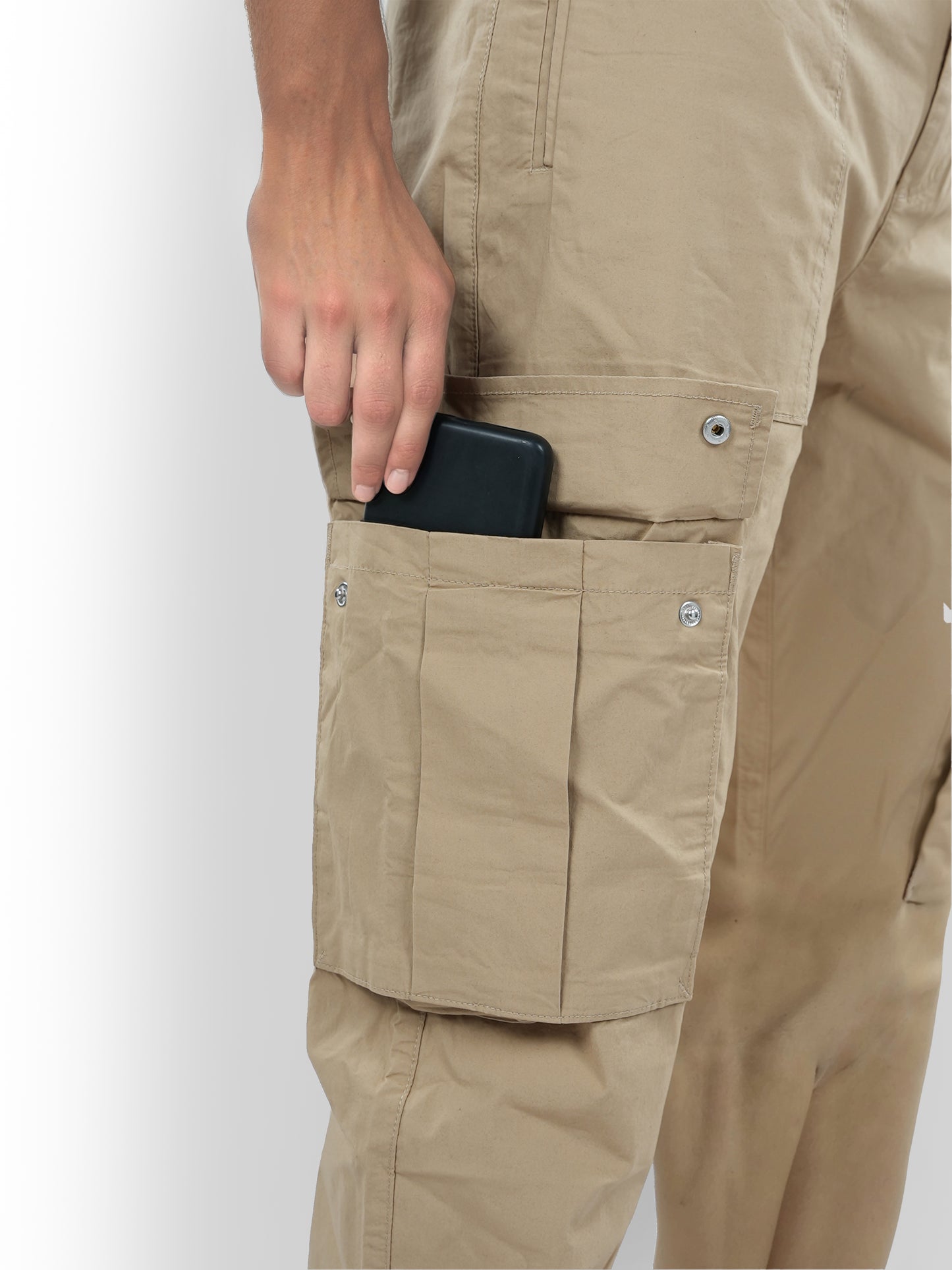 Celio* Cotton-Blend Straight Fit Beige Trousers